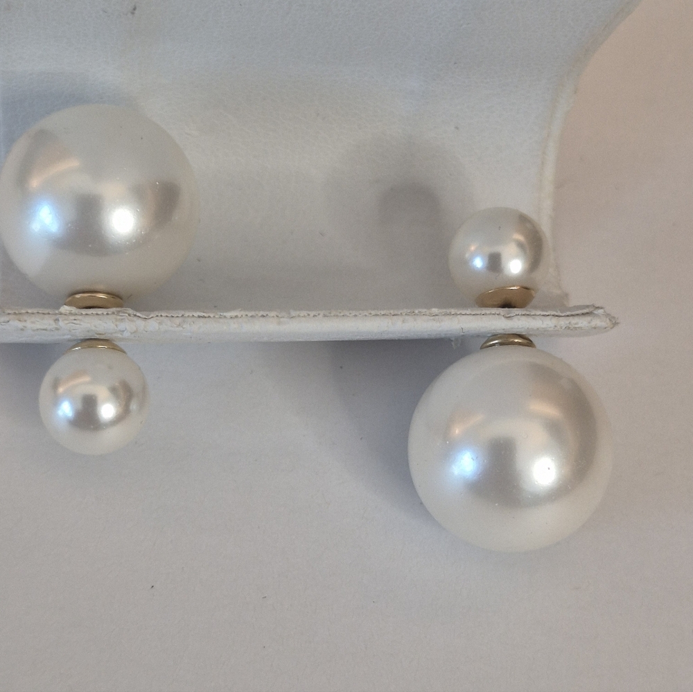 14k Reversible Pearl Earrings - Picture 7 of 10